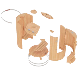 Разборный вид кедровой бочки